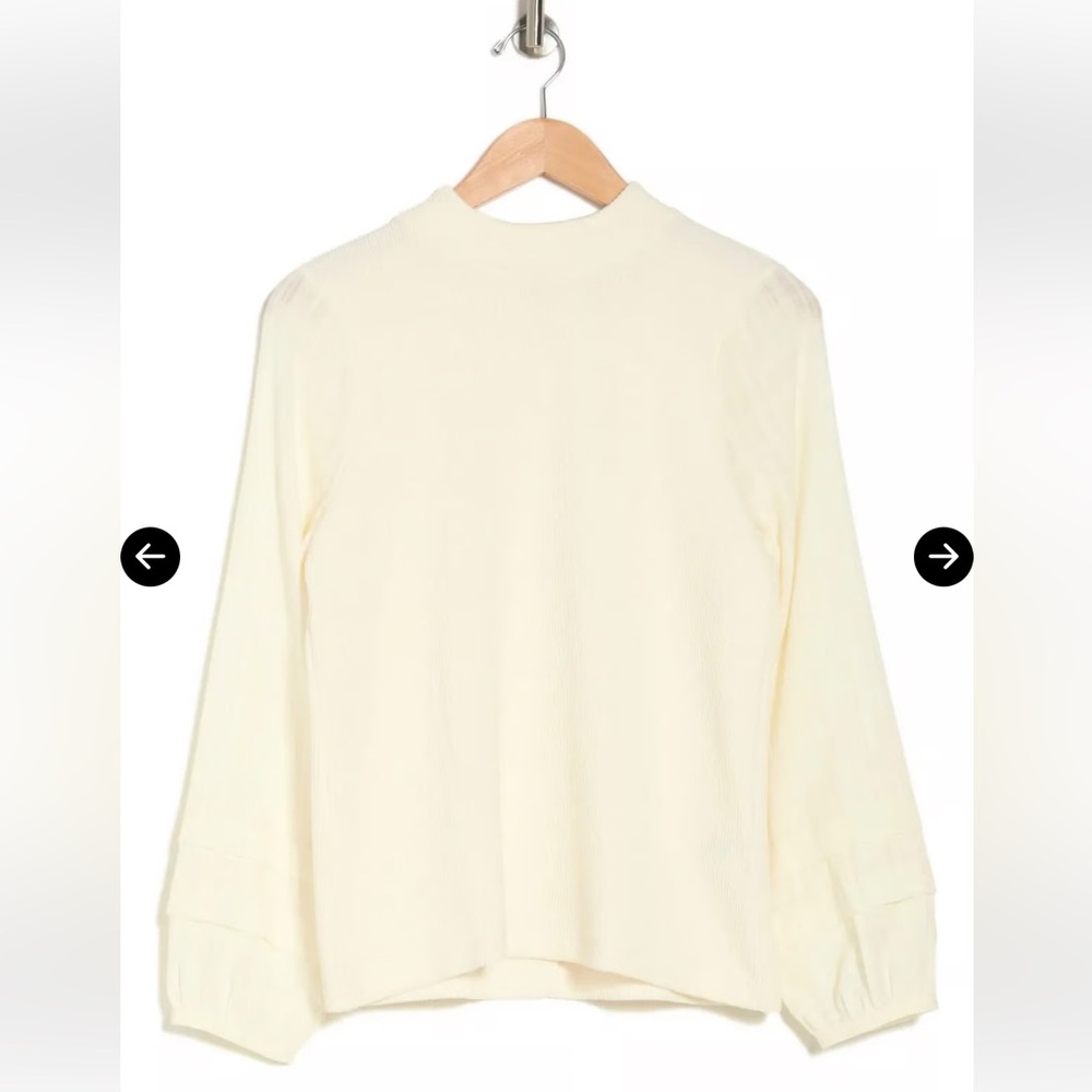 Madewell Cream Ribbed Mandarin Collar Sweater - Picture 2 of 10